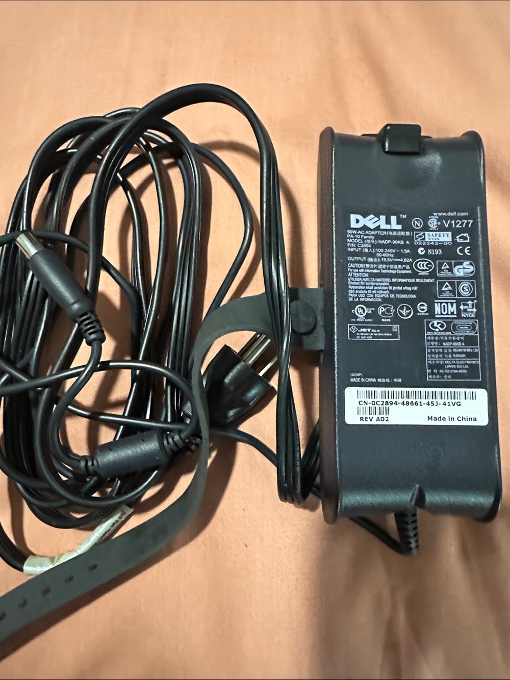 Dell Black AC Power Adapter with Attached Cable